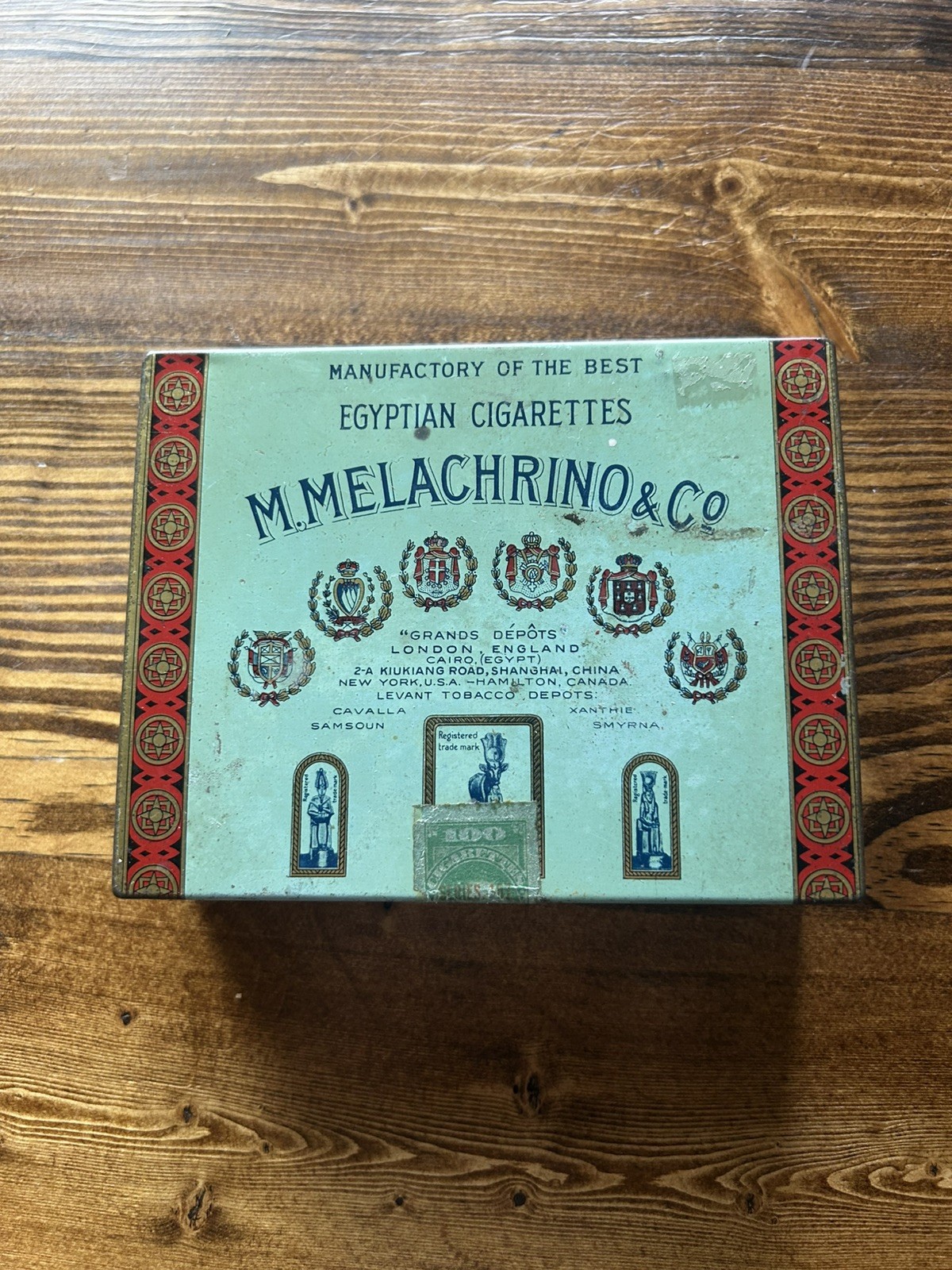 GREECE - EGYPT c.1910 EMPTY M. Melachrino & Co No.9 Egyptian Cigarettes Tin