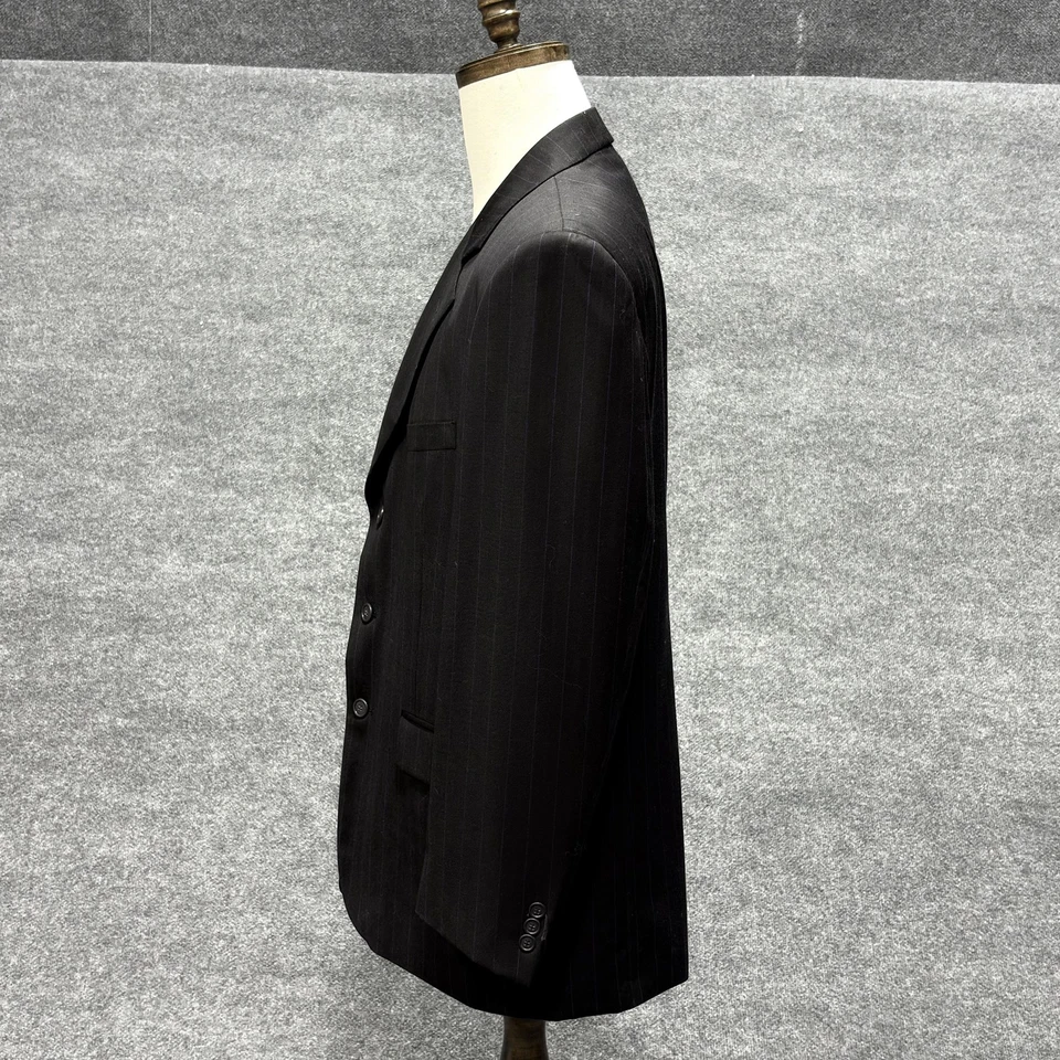 Traje Oleg Cassini Para Hombres 42R Carbón Rayas 2 Piezas Lana Cachemira Chaqueta Pantalones Foto 4 de 4