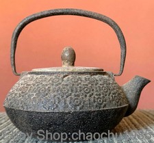Tetera de mano de 6,8" antigua de hierro chino dinastía palacio tetera