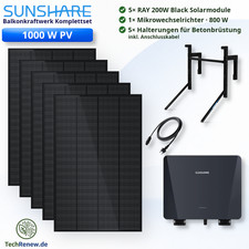 Balkonkraftwerk 1000W Komplettset Sunshare RAY Betonhalterung Plug&Play