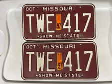 Missouri License Plate Pair of License Plates 1997 October TWE 417