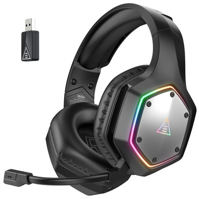 EKSA USB Wireless Headset for PC PS4 PS5-7.1 Surround Sound, Noise Cancelling Mi