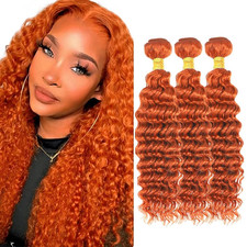 Human Hair Bundles Deep Wave Brazilian Virgin 20 22 24 Inch 300 Gram Orange 350