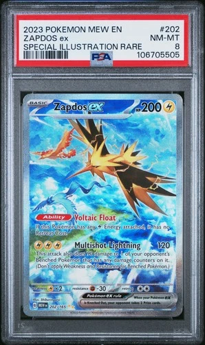 2023 POKEMON MEW EN-151 SPECIAL ILLUSTRATION RARE #202 ZAPDOS EX PSA 8