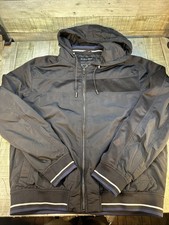 ZARA Man Mens Hooded Bomber Jacket Full Zip Black Lightweight Size X