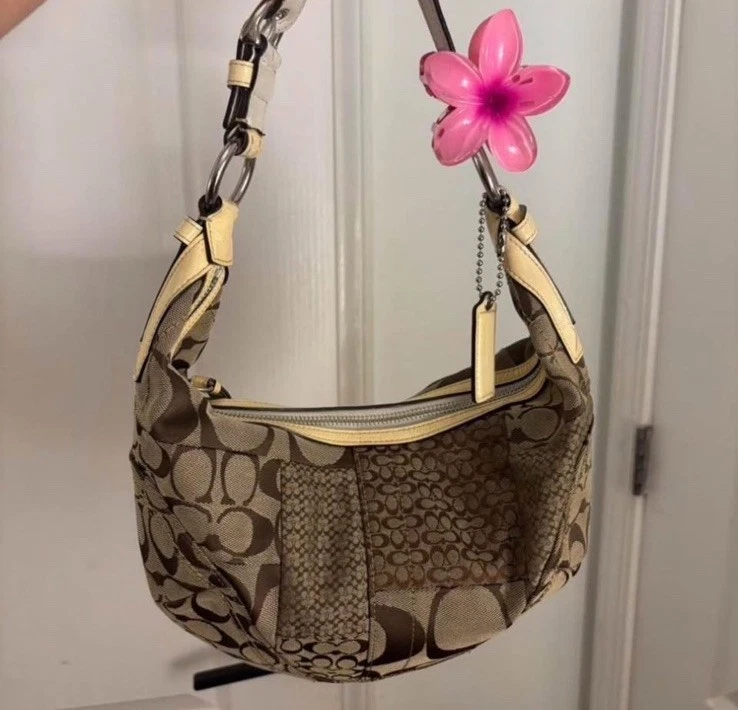 バッグ Coach Signature Optic Patchwork Hobo Bag Coach Patchwork Hobo Bag Exterior Bags & Handbags for Women for
