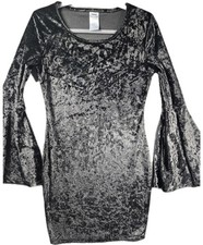 Spirit Halloween Sukienka czarownic Czarna aksamitna Rękaw dzwonka Stretch M Goth Biker 102-3