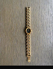 Seiko Ladies vintage gold Tone Bracelet watch Black Dial