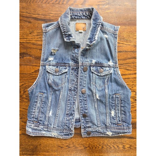 American Eagle Outfitters Distressed Blue Denim Vest