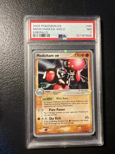 Pokemon Medicham Ex #95 Ex Emerald 2005 Holo PSA 7