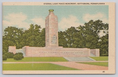 Marken & Bielfeld Linen Postcard Eternal Light Peace Monument Gettysburg