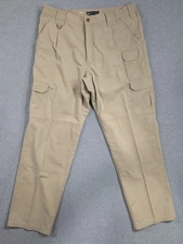 5.11 Tactical Pants Mens 36x32 Khaki Beige Cargo Double Knee Poly Cotton Work