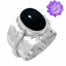 Black Onyx Gemstone 925 Sterling Silver Handmade Jewelry Ring Gift For Her