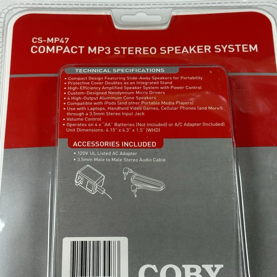 RARE 2006 Coby CS-MP47 Compact MP3 Stereo Speaker System – NEW & SEALED - Image 3 of 4