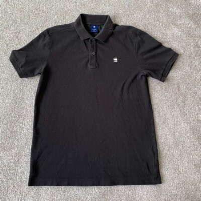 G-Star RAW Polo Mens Medium Slim Fit Short Sleeve Black Shirt