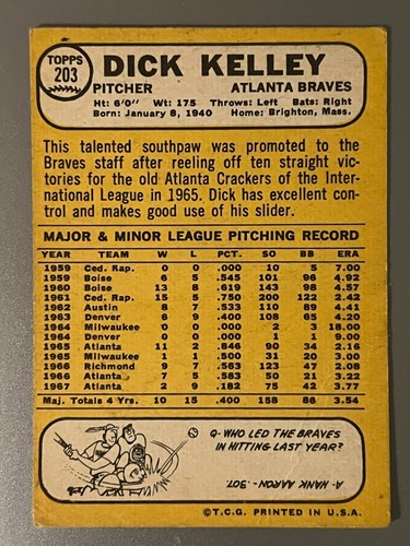 1968 Topps Baseball Singles -- Pick Your Card - 99 Cents Each - Picture 207 of 379