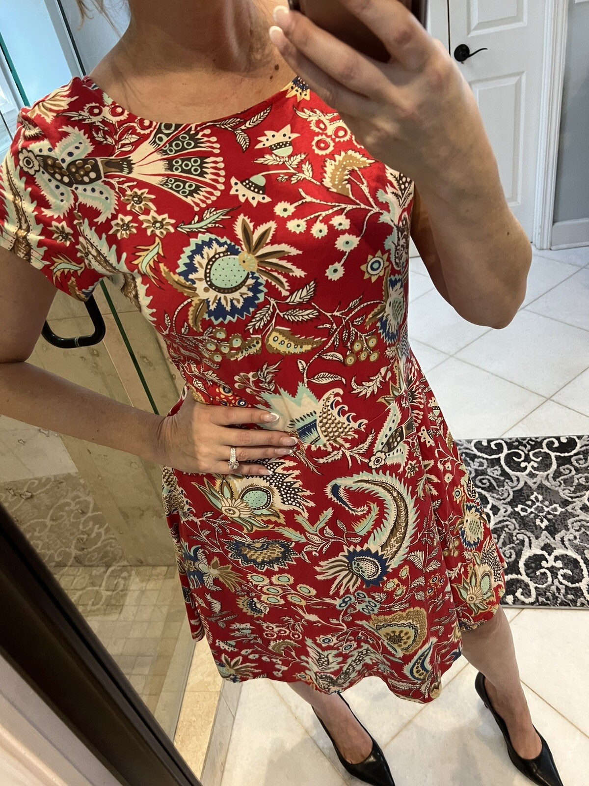 Chaps Women's Size XL Red Short Sleeve Fit Flare … - image 12