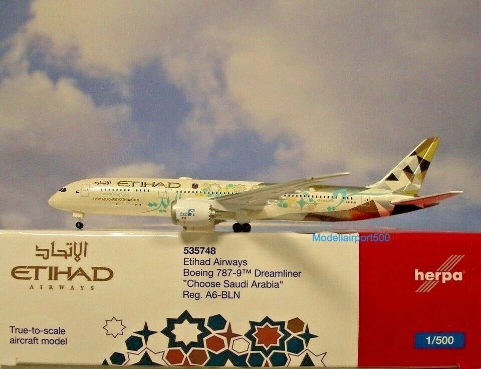 Herpa Wings 1:500 Boeing 787-9 Etihad Airways A6-BLN 535748 Modellairport500