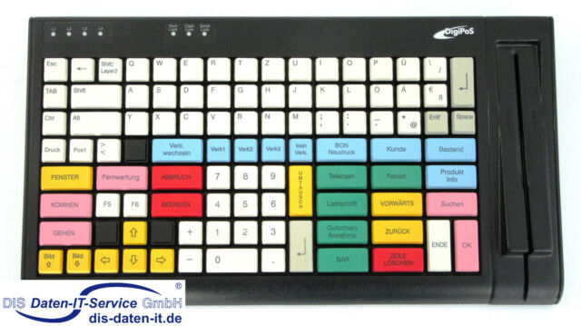 PC-POS DigiPOS KM128A Kassentastatur POS-Keyboard mit Kartenleser schwarz