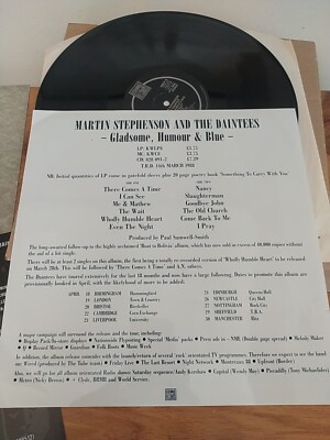 Martin Stephenson And The Daintees  Gladsome Humor & Blue SPECIAL PROMO COPY LP