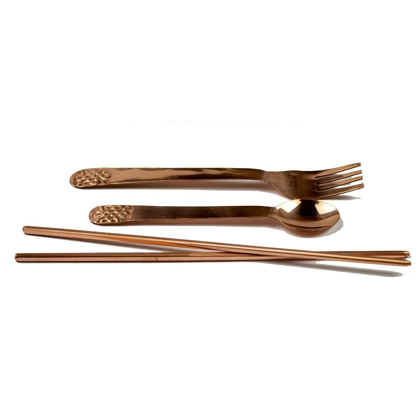 Copper Fork, Spoon, Chopstick Dinning Set, Healthy Dinner Tool