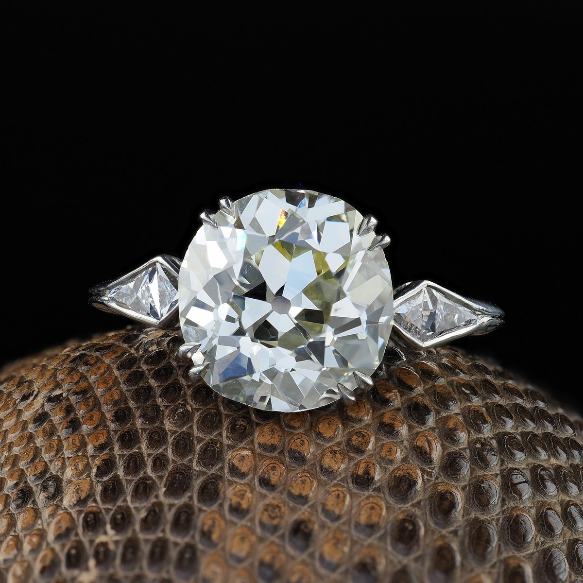 Antique Art Deco Platinum Old Mine Diamond French Cut Engagement