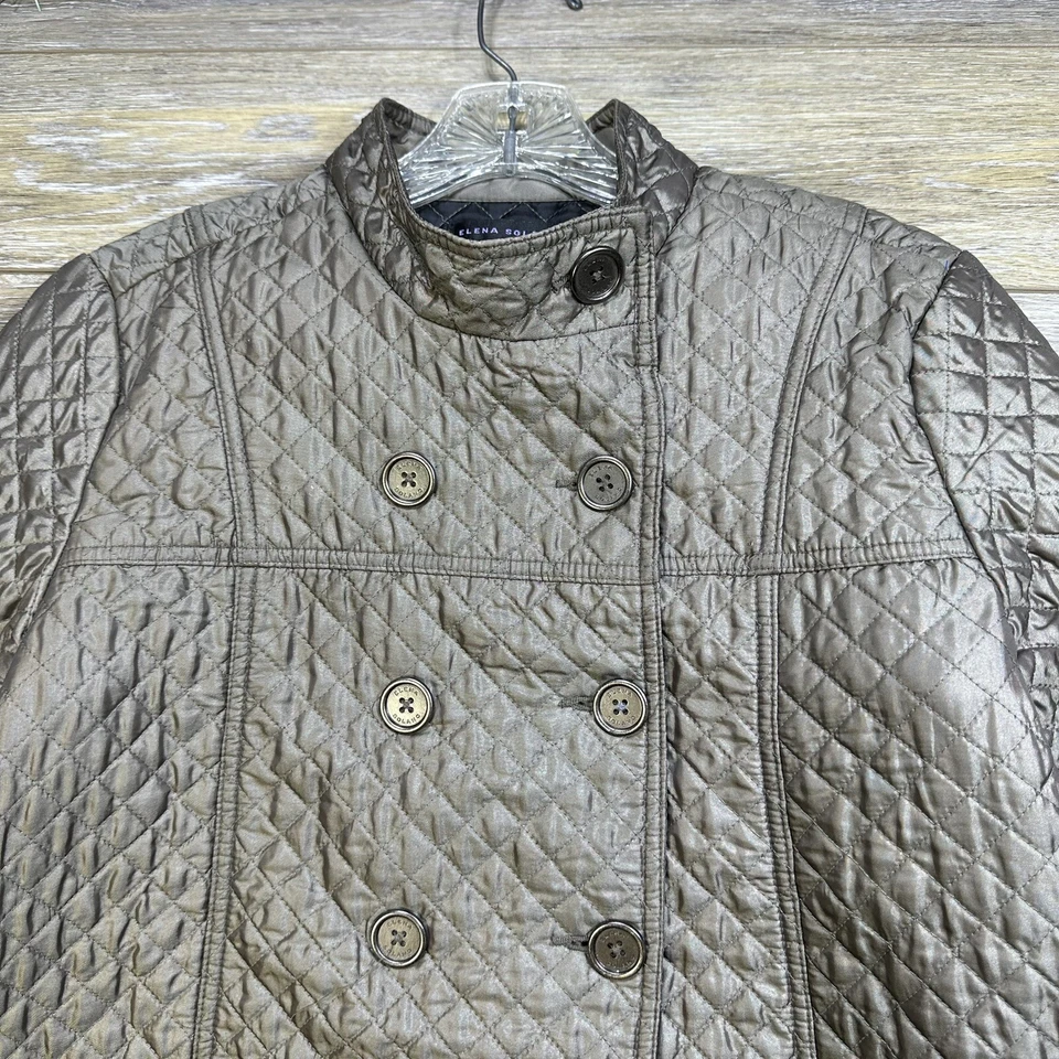 Abrigo Elena Solana Talla Grande Mujer Marrón Guisante Abrigo Chaqueta Acolchado Cálido Foto 4 de 4