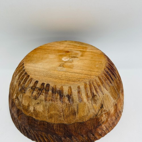 Art Studio Heavy Hand Carved Wood Bowl Boho Chic Mid Century Modern - Picture 6 of 7