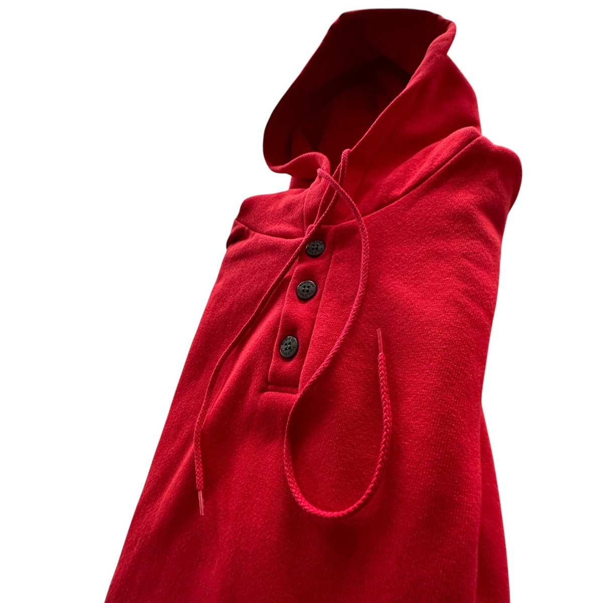 Russell Athletic Button Hoodie Blank Mens L Red Vintage 80's LS