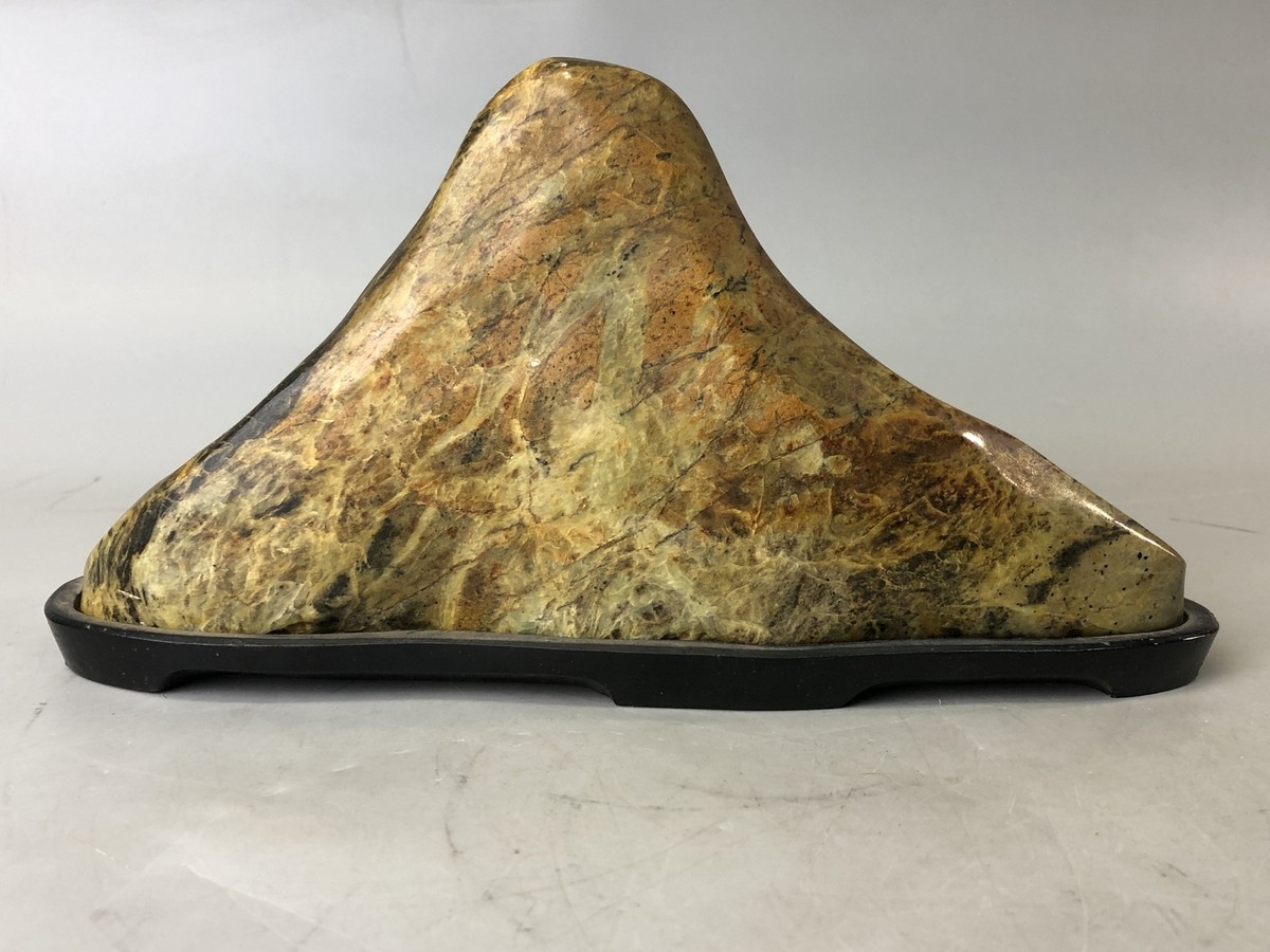 Y7648 OKIMONO Suiseki viewing stone wooden stand Japan antique