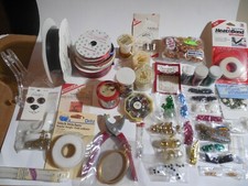 Large lot of craft making supplies - Ribbon, Sequins, Beads, pearls, etc