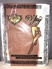 NEW VTG 50'S D'JAY HOSIERY SEAMLESS THIGH HIGH STOCKING TAN SPICE TONE 9.5-10