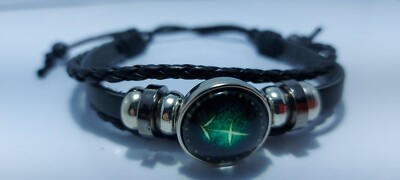 Widder Stier Zwillinge Horoskop 10 Sternzeichen Armband Damen Herren schwarz Leder