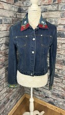 Vintage Oilily Women’s Sequinned Indigo Blue Denim Jacket Size 40 UK 12 *FLAW*