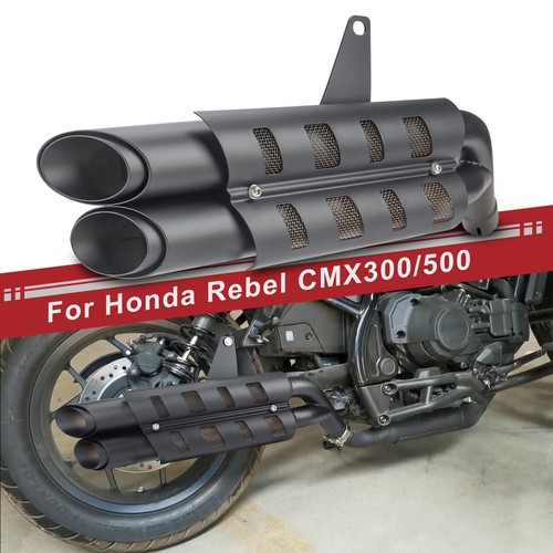 Exhaust Pipe Mufflers W/ Heat shield For Honda Rebel CMX 300 500 2017-2023 2024 - Picture 2 of 12