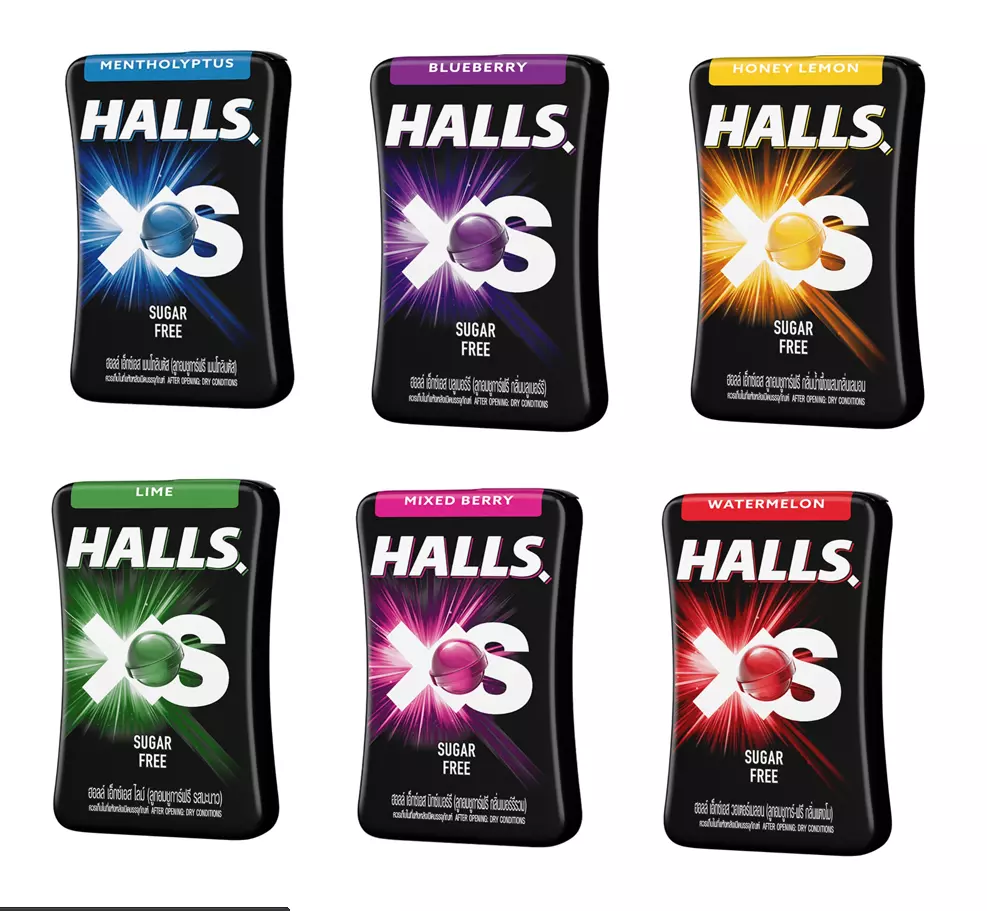 Halls XS Mentholyptus Blueberry Lemon Lime Berry Watermelon Fresh