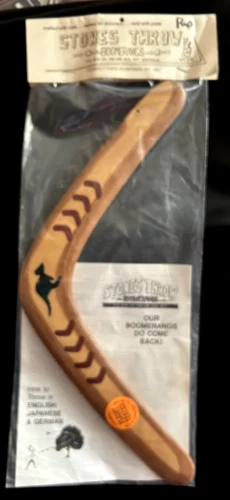 Vintage Stones Throw Boomerang Flight Tested Made in Australia NEW in PACKAGE