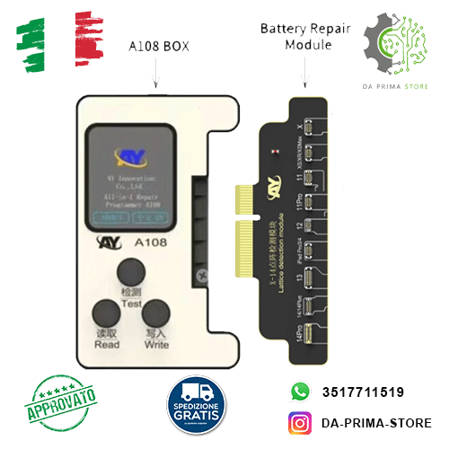 Programmatore ay a108 per iphone riparazione batteria battery riprogrammare face - Zdjęcie 3 z 24