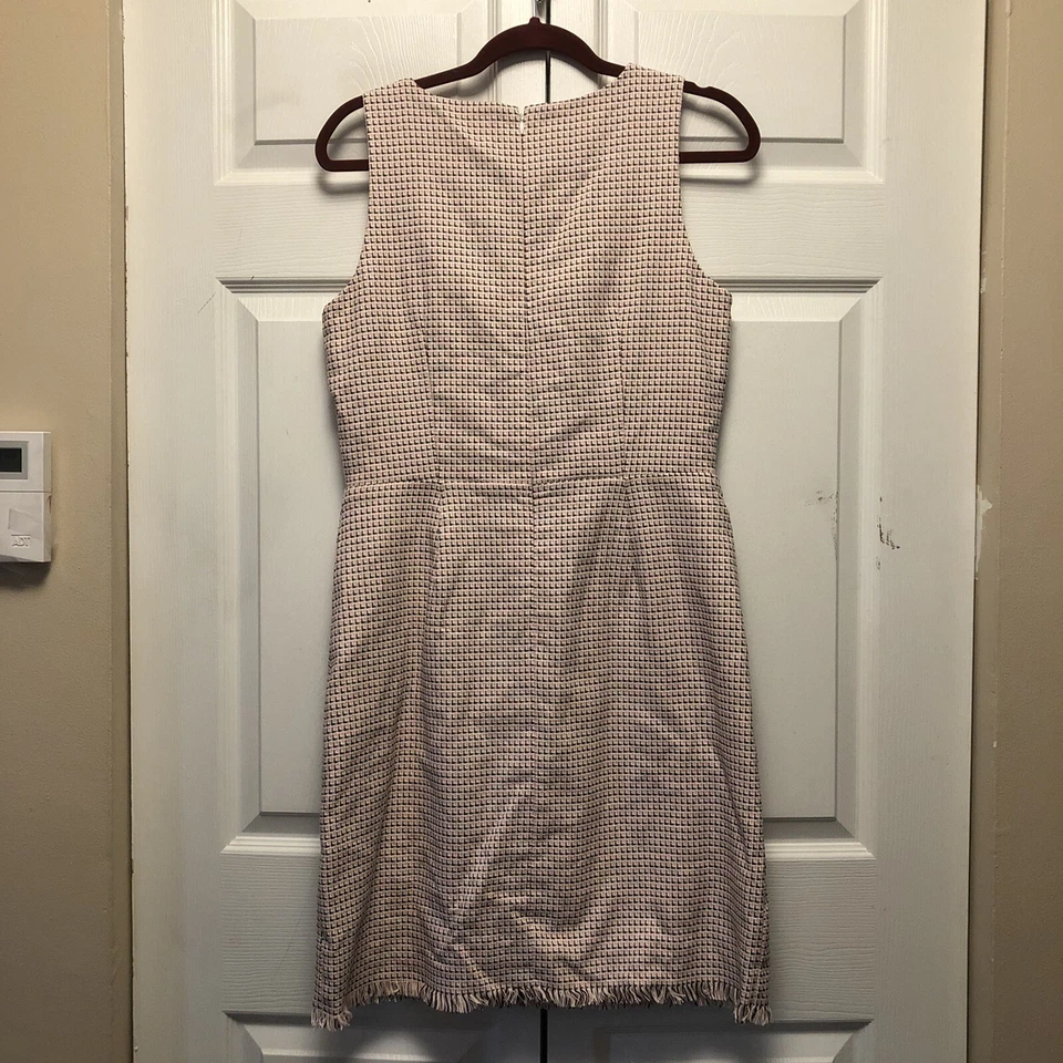 Loft Tweed Dress Geometric Career Office Pink White Women's Size 8T - Image 4 of 4