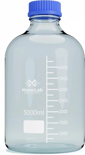 5000ml Glass Round Media Storage Bottles with GL45 Screw Cap, Borosilicate Glass