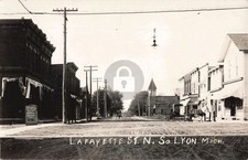 Street View Lafayette St., N. South Lyon MI Michigan RPPC Photo Postcard COPY