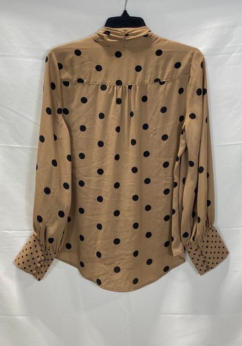 NY&C Womens Multicolor Polka Dot Long Sleeve Scarf Blouse Shirt Small - Picture 2 of 5
