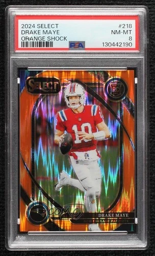 2024 Panini Select Orange Shock Prizm 25/399 Drake Maye #218 PSA 8 Rookie RC