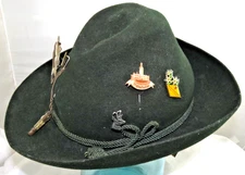Vintage Felt Tyrolian Hiking Hat w/ 9 Hat Pins