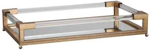 Balkan Antique Gold Leaf Mirrored Tray with Handles - Picture 2 of 3