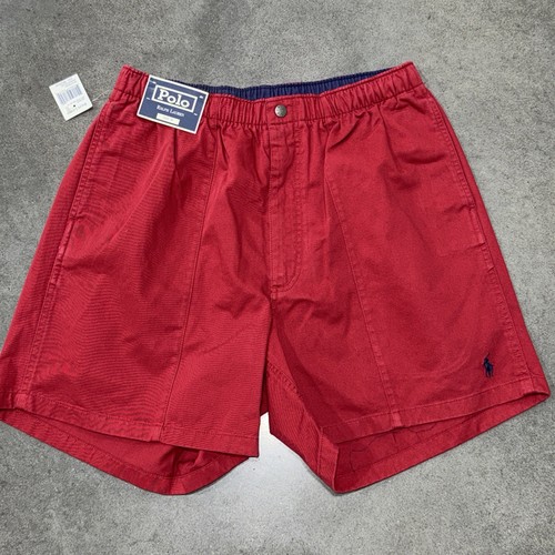 Vintage 90er Neu mit Etikett Polo Ralph Lauren Feldshorts Herren M 5,5" Schrittlänge Baumwolle Baggies rot
