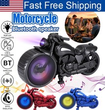 Portable Retro Motorcycle Bluetooth Speaker w/TWS FM Radio LED Light TF Card USB