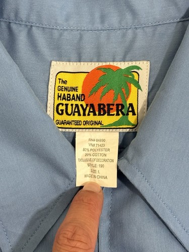 Vintage Haband Guayabera Shirt Mens Large Blue Pockets Collared Short Sleeve - Picture 5 of 8