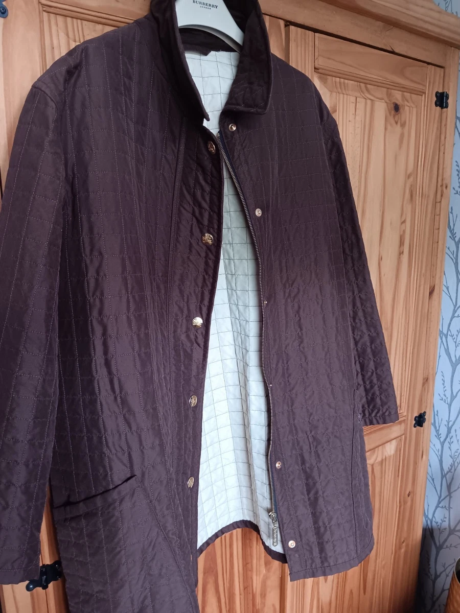CHAQUETA ACOLCHADA BURBERRY MUJER VINTAGE MARRÓN CHOCOLATE GRANDE EXCELENTE ESTADO