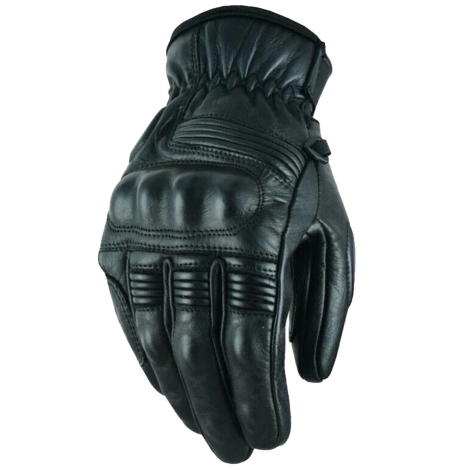 Guantes de moto de cuero vintage para hombre guantes de calle Cruiser acolchados en gel Foto 4 de 4